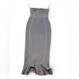 PLT Elegant Grayish Blue Strapless Dress